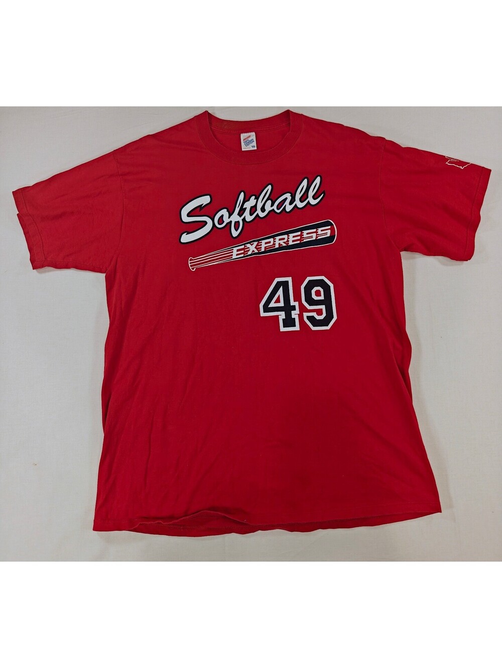 Vtg 90s Jerzees Softball Express 49 T Shirt XXL Made In USA Single Stitch Red
